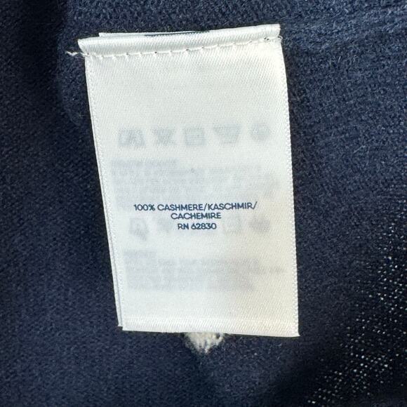 Land's End White Hearts Navy Cashmere Crewneck Super Soft Sweater Size Small 6-8 - Picture 6 of 7